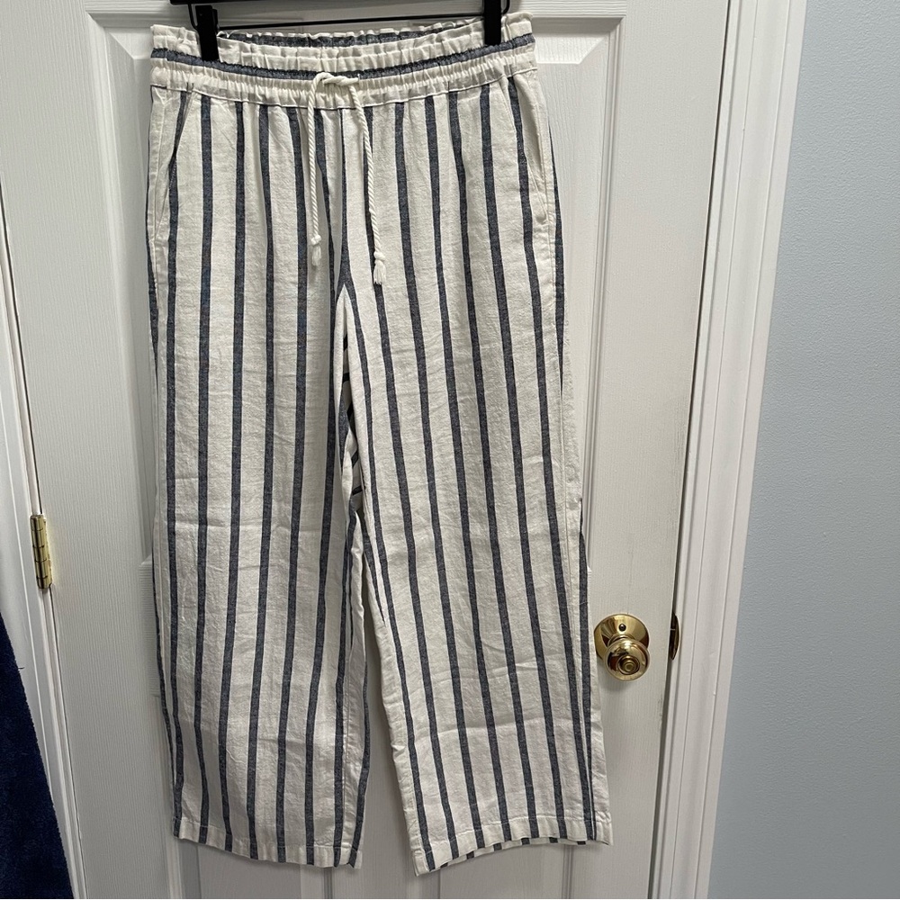 J. Crew Striped Linen Pant